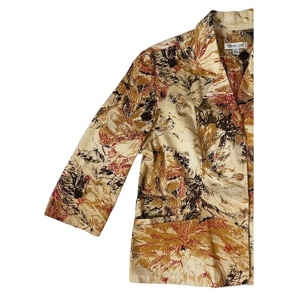 Vintage Coldwater Creek Womens Button Up Blazer Art Print 90's Size XL V Neck - Picture 4 of 11